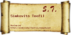 Simkovits Teofil névjegykártya